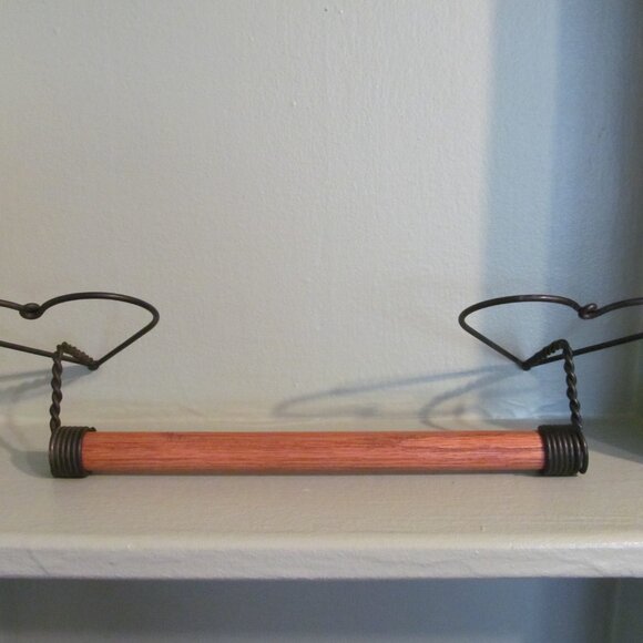 Vintage Home Interiors Metal & Wood Towel Holder Decor Metal Hearts Wooden Dowel - Picture 10 of 15